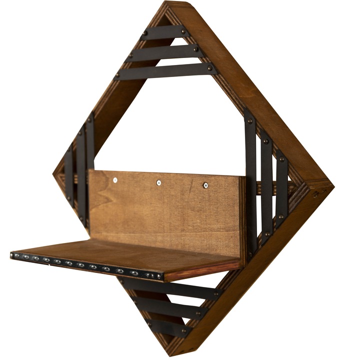 Raft de perete lemn stratificat Epsilon Homs 42 x 42 x 12 cm, maro