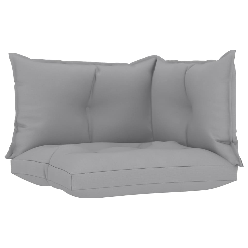 Set de 3 perne pentru canapea de gradina, din paleti, vidaXL, Textil-Poliester, 61,5 x 60 x 10 cm, Gri deschis