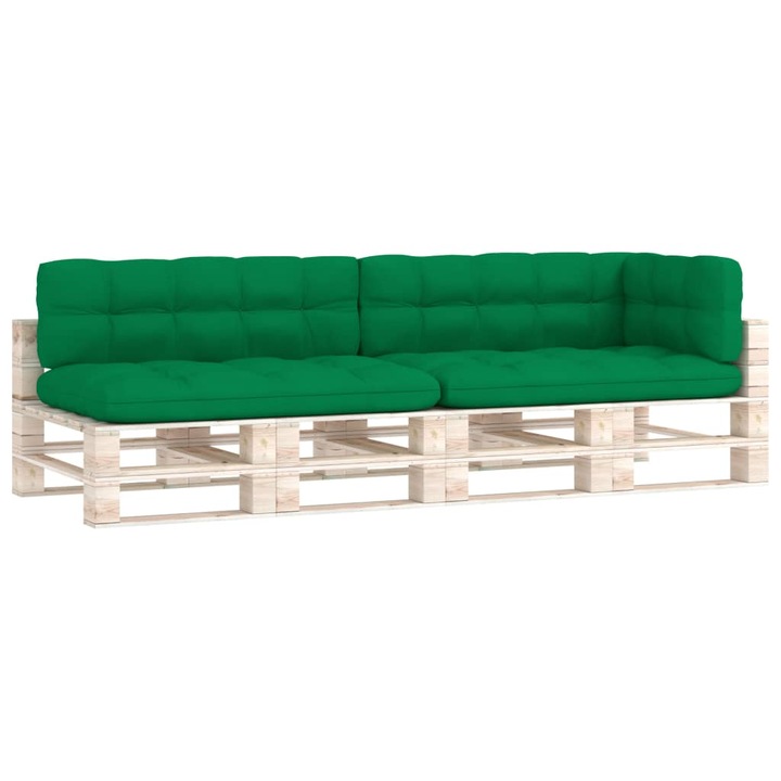 Комплект от 5 възглавници за градински палетен диван, vidaXL, Текстил-полиестер, 120 x 80 x 12 cm, 160 гр / м², Тъмнозелен