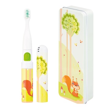 Periuta de dinti electrica VITAMMY Smile, pentru copii de la 3 ani, cutie travel, Animatie Veverita, Alb/Vernil, TB8041W Periuta de dinti electrica VITAMMY Smile, pentru copii de la 3 ani, cutie travel, Animatie Veverita, Alb/Vernil, TB8041W