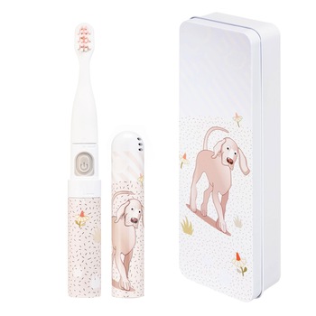 Periuta de dinti electrica VITAMMY Smile, pentru copii de la 3 ani, cutie travel, Animatie Catel, Alb/Crem, TB8041P Periuta de dinti electrica VITAMMY Smile, pentru copii de la 3 ani, cutie travel, Animatie Catel, Alb/Crem, TB8041P