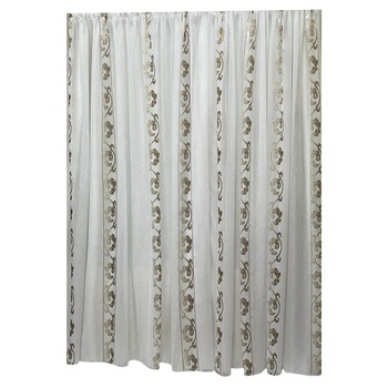 Perdea alba 200x245cm cu broderie de frunze maro, cu rejansa by Liz Line - RD2022 Perdea alba 200x245cm cu broderie de frunze maro, cu rejansa by Liz Line - RD2022