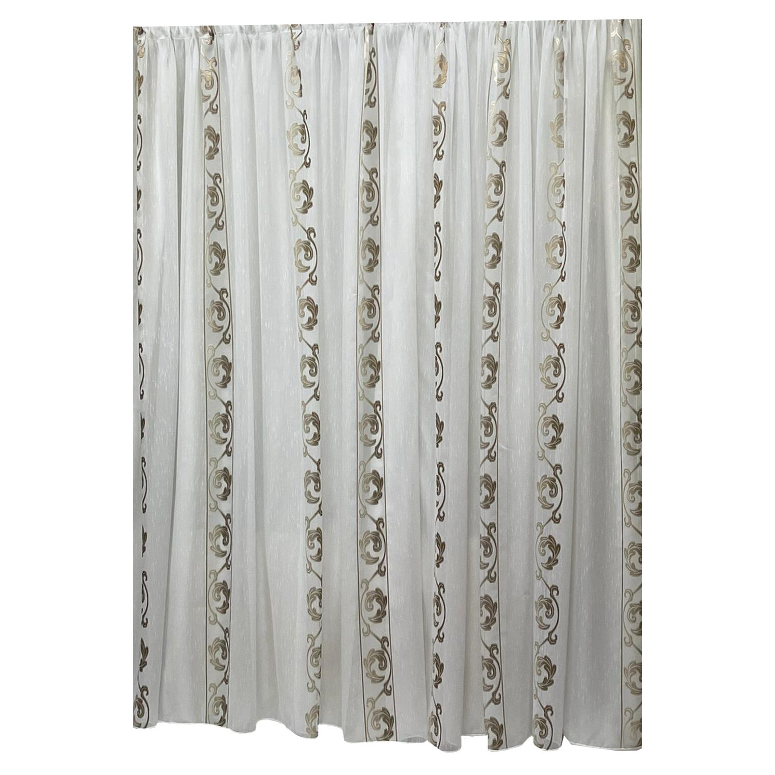 Perdea alba 800x245cm cu broderie de frunze maro, cu rejansa by Liz Line - RD2028