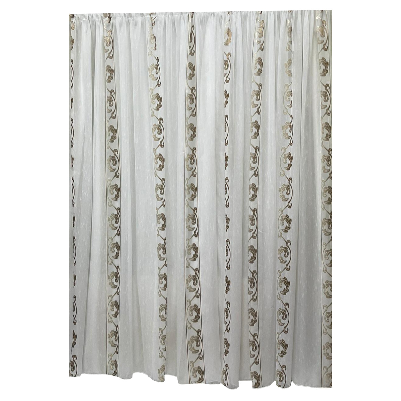 Perdea alba 250x245cm cu broderie de frunze maro, cu rejansa by Liz Line - RD20225