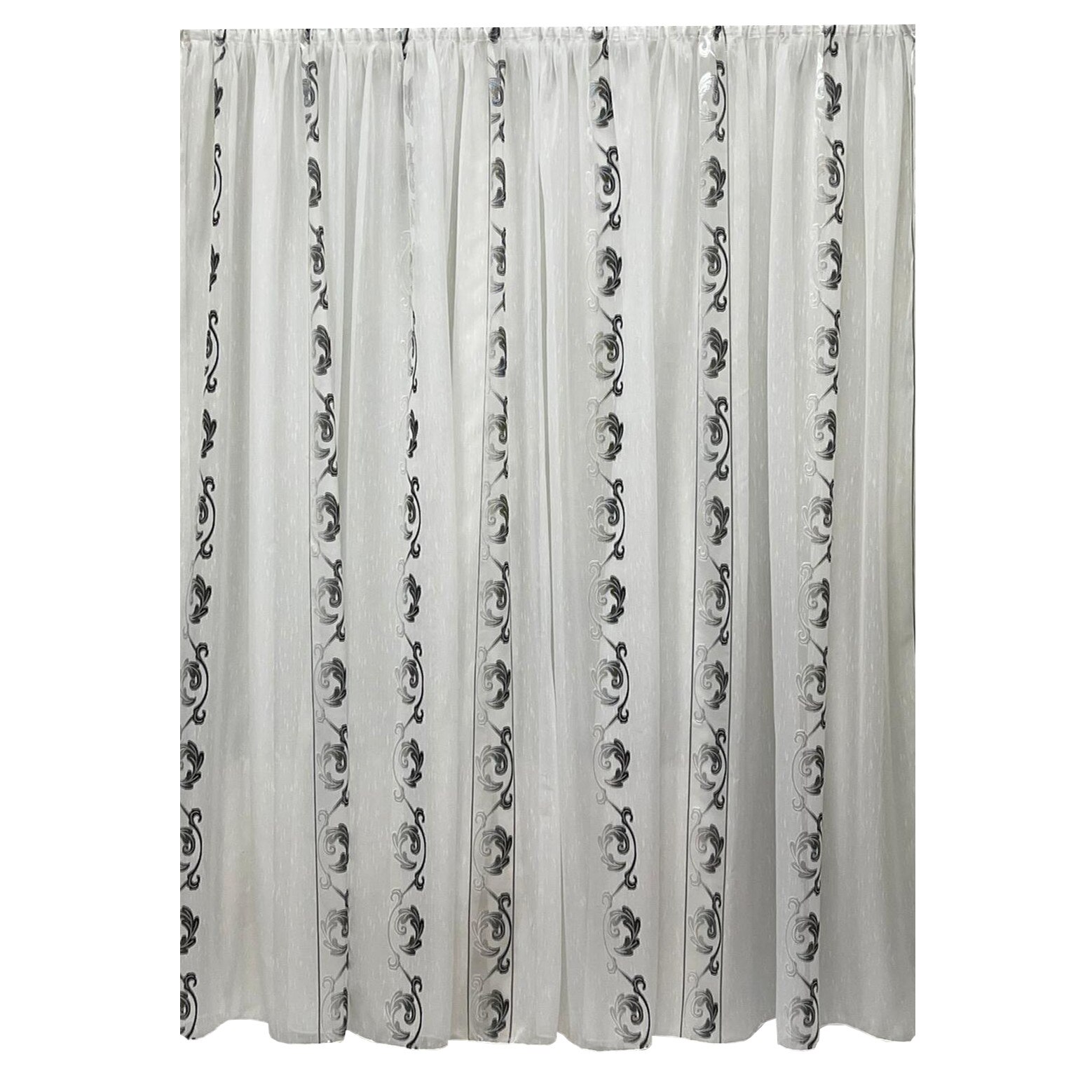 Perdea alba 200x245cm cu broderie de frunze negre, cu rejansa by Liz Line - RD2032