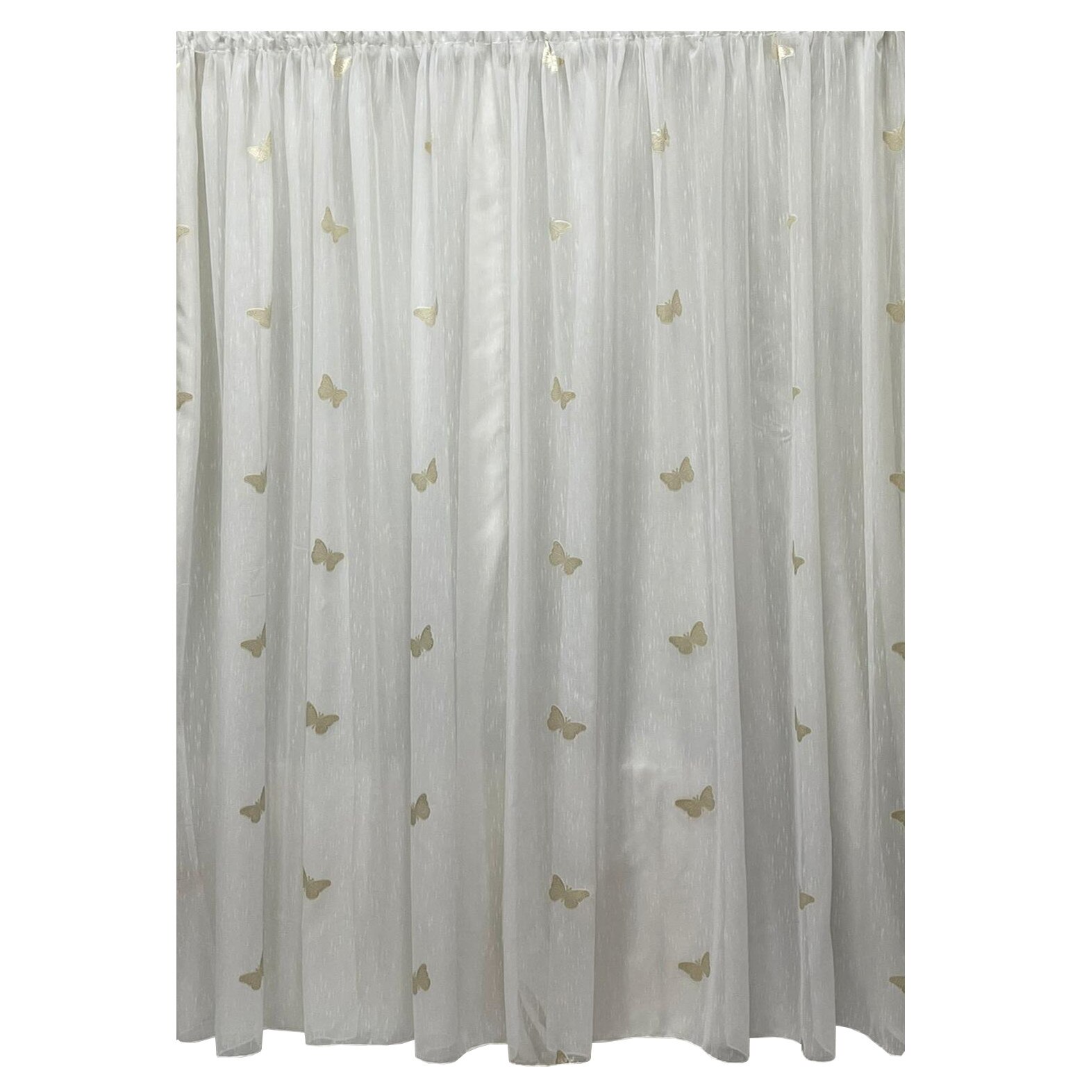 Perdea alba 250x245cm cu broderie de fluturi capuccino, cu rejansa by Liz Line - RD20425