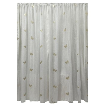 Perdea alba 700x245cm cu broderie de fluturi capuccino, cu rejansa by Liz Line - RD2047 Perdea alba 700x245cm cu broderie de fluturi capuccino, cu rejansa by Liz Line - RD2047