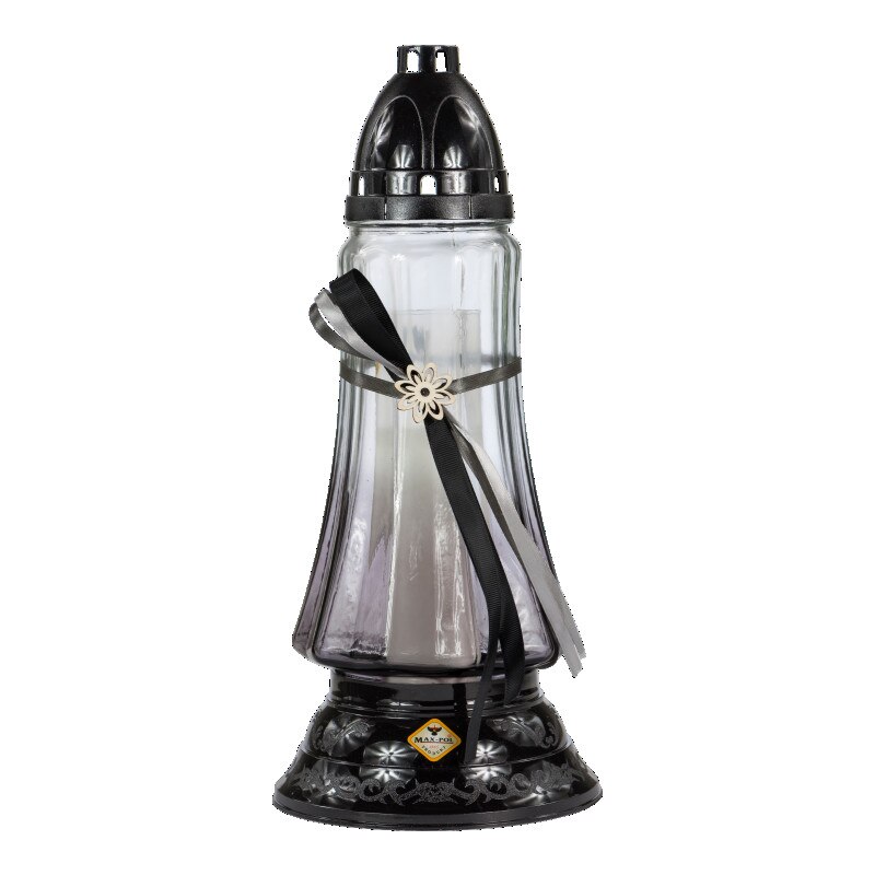Candela din sticla cu fundita neagra 537 FN