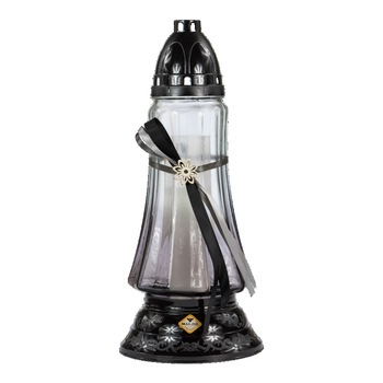 Candela din sticla cu fundita neagra 537 FN Candela din sticla cu fundita neagra 537 FN