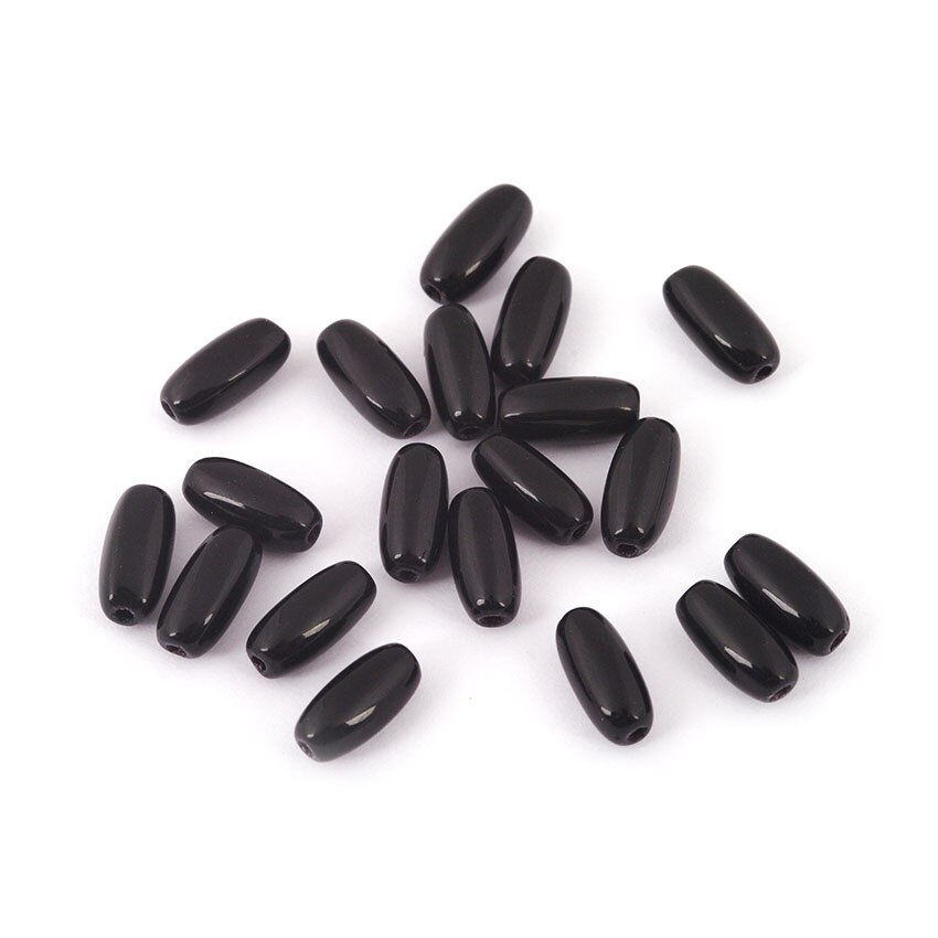Pachet margele creative din sticla - forma orez, negru - 20 buc