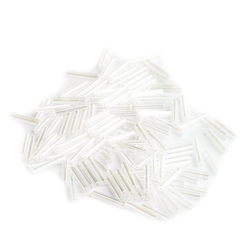 Pachet margele creative din sticla alungite 15 g - transparente, 6 mm