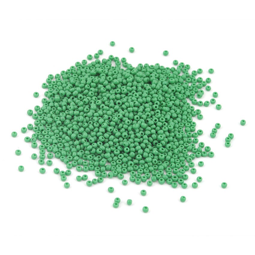 Pachet margele creative din sticla rotunde 15 g - verde iarba, 1 mm