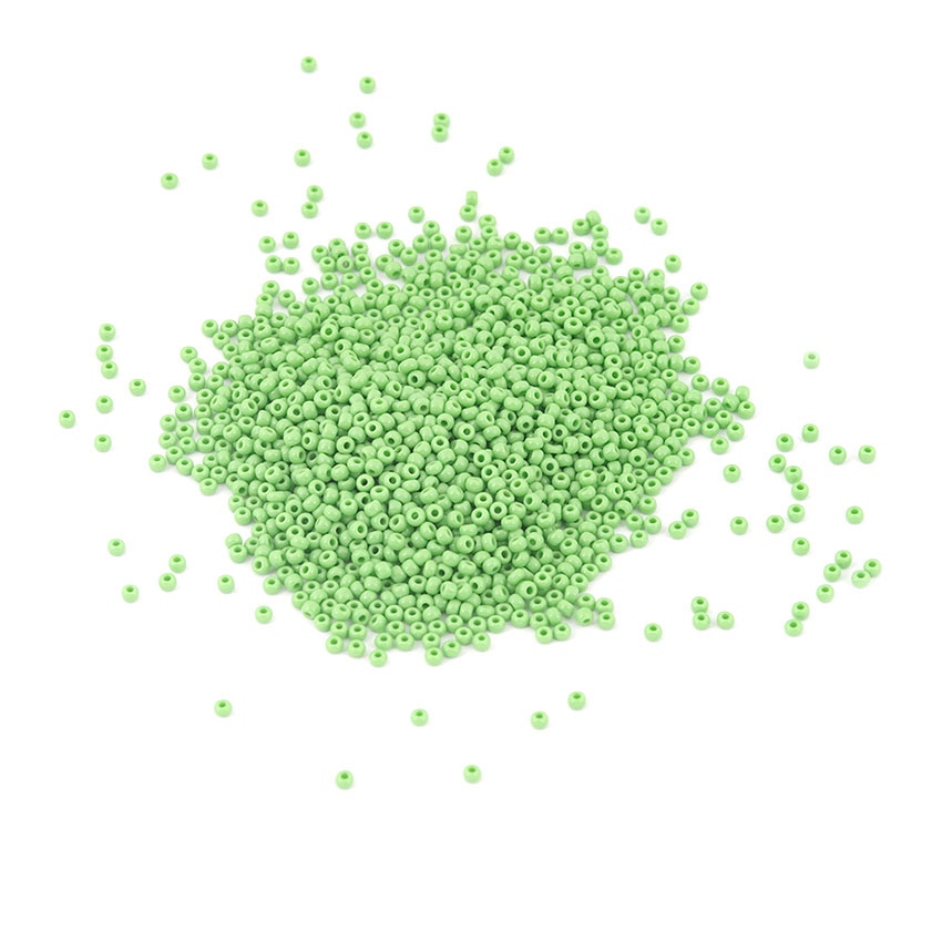 Pachet margele creative din sticla rotunde 15 g - verde deschis, 1 mm