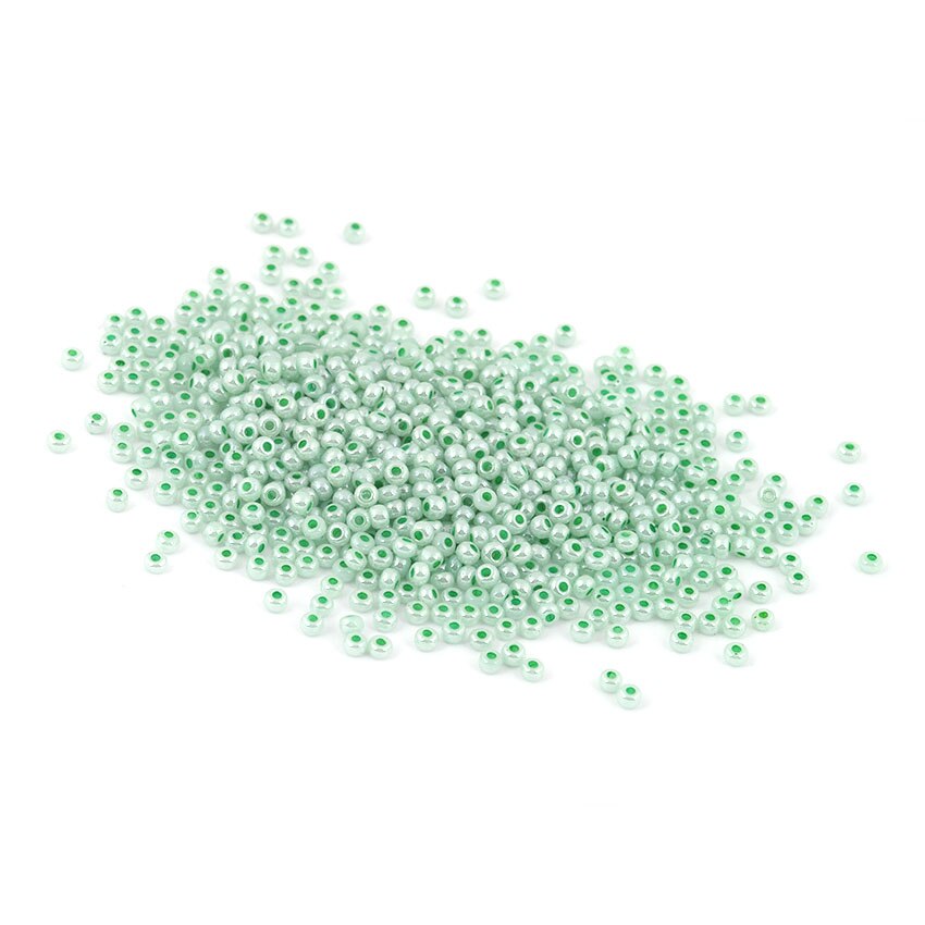 Pachet margele creative din sticla rotunde 15 g - verde deschis, 2 mm