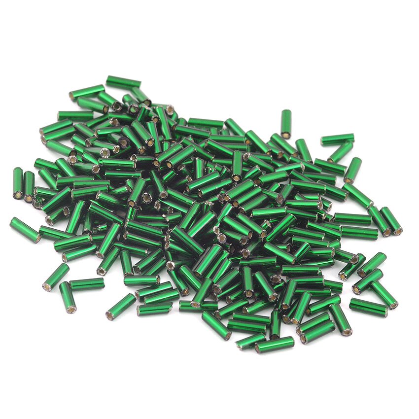 Pachet margele creative din sticla alungite 15 g - verde, 6 mm