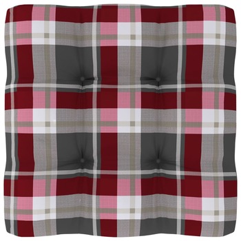 Perna pentru canapea de gradina, canapea din paleti, vidaXL, Poliester, 60 x 60 x 12 cm, Gri/Rosu model carouri Perna pentru canapea de gradina, canapea din paleti, vidaXL, Poliester, 60 x 60 x 12 cm, Gri/Rosu model carouri