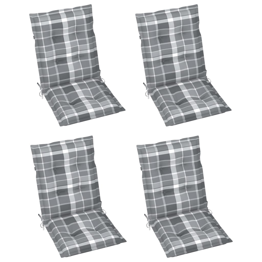 Set de 4 perne de scaun de gradina vidaXL, Poliester, 100 x 50 x 7 cm, Gri model carouri