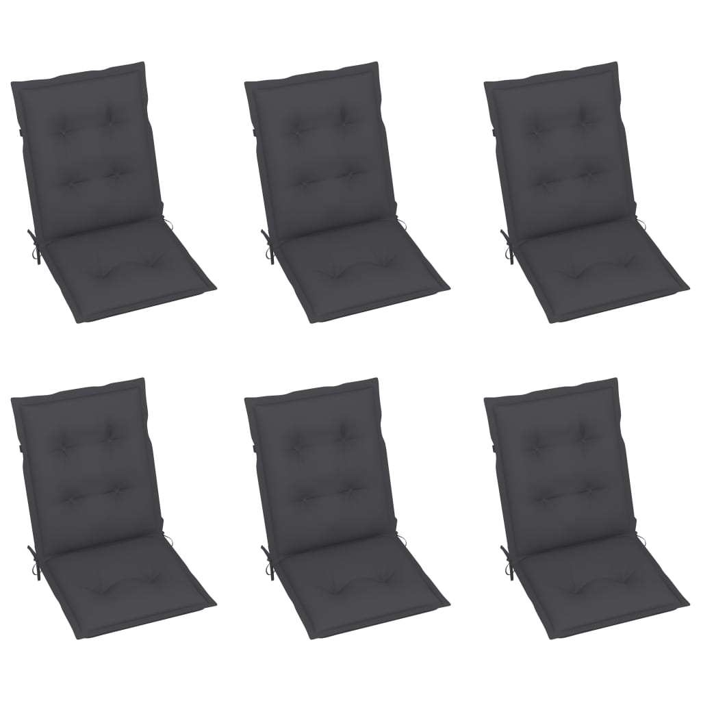 Set de 6 perne de scaun de gradina vidaXL, Poliester, 100 x 50 x 7 cm, Gri antracit