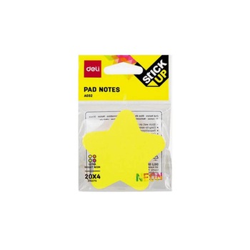 Notite Adezive Deli Stick Up, Stea, 76x76 mm, 4 Culori Neon, 80 File/Set Notite Adezive Deli Stick Up, Stea, 76x76 mm, 4 Culori Neon, 80 File/Set