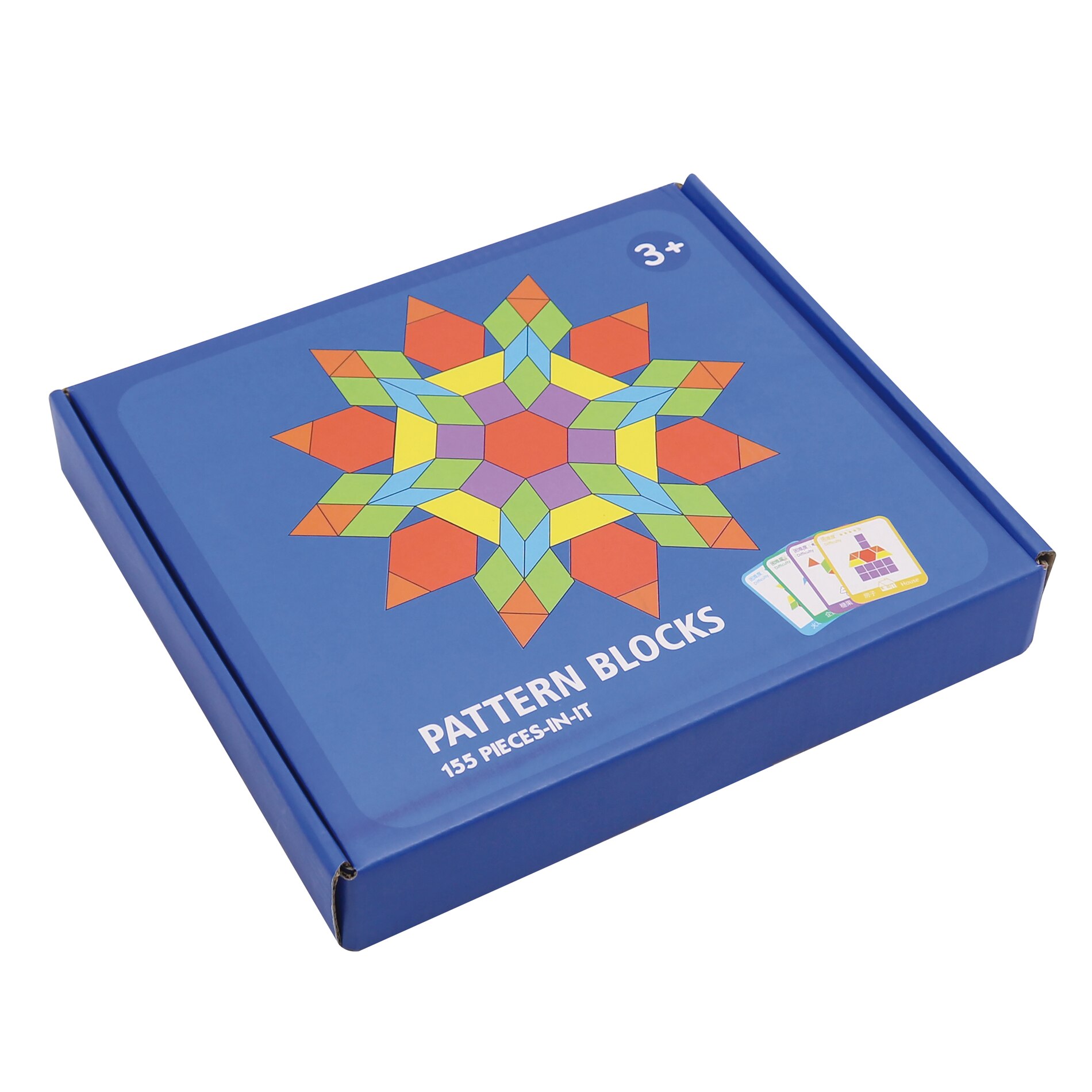 Set tangram, 155 de piese multicolore, din lemn