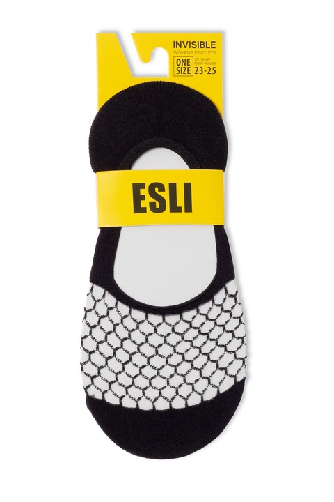 Talpici dama ”invizibili” cu model si insertii plasa, Esli IS007, Negru, 36-39