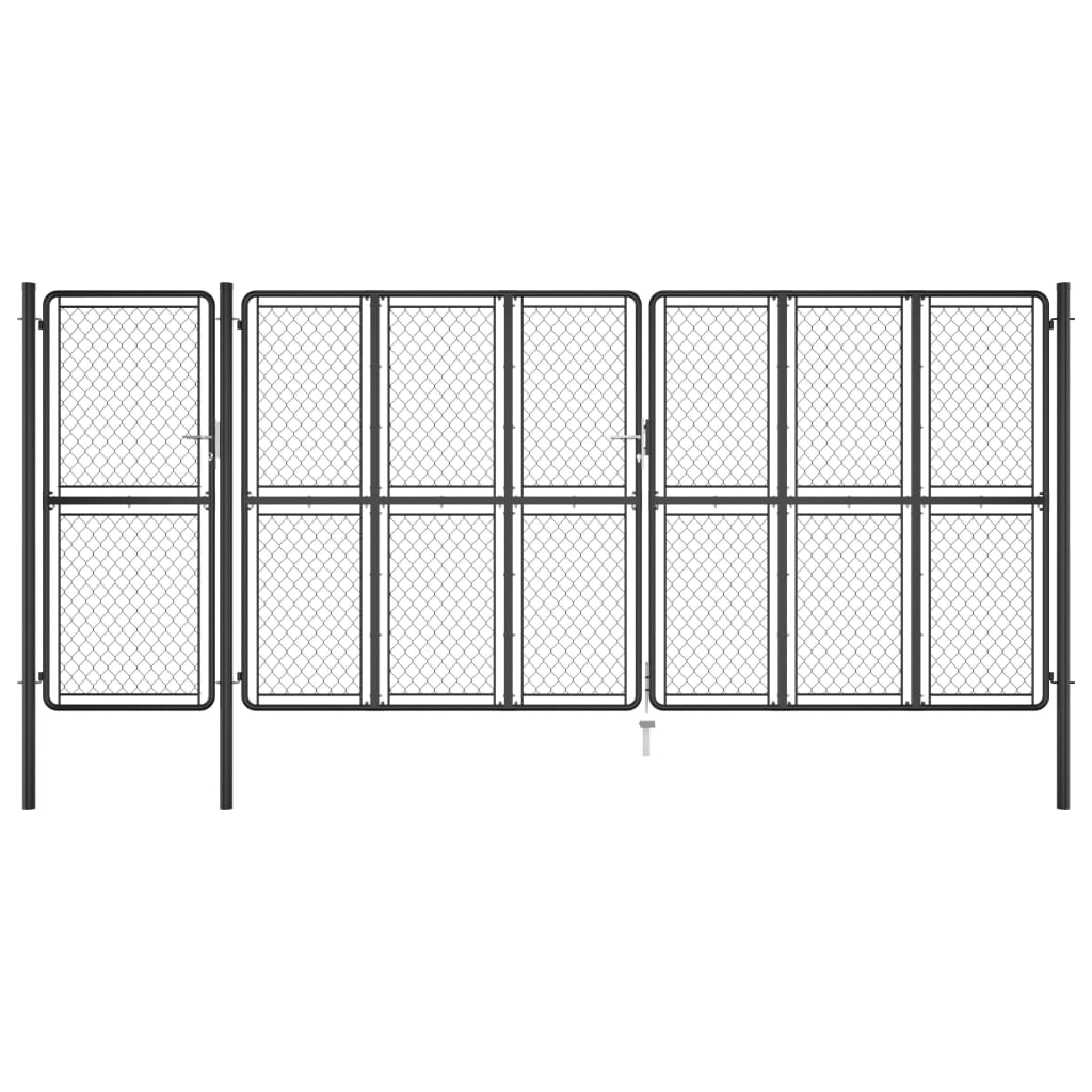 Poarta de gradina, antracit, 200 x 495 cm, otel