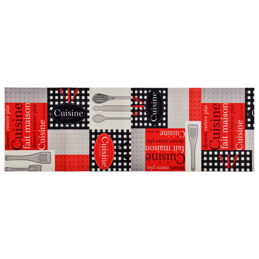 Covoras de bucatarie lavabil cu imprimeu Cuisine, vidaXL, Poliamida, 60 x 300 cm, Multicolor