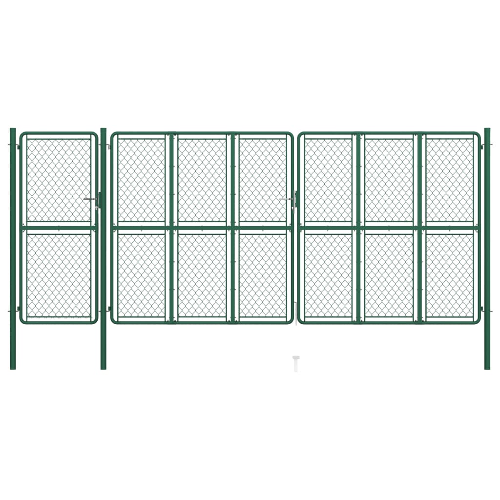 Poarta de gradina, verde, 200 x 495 cm, otel