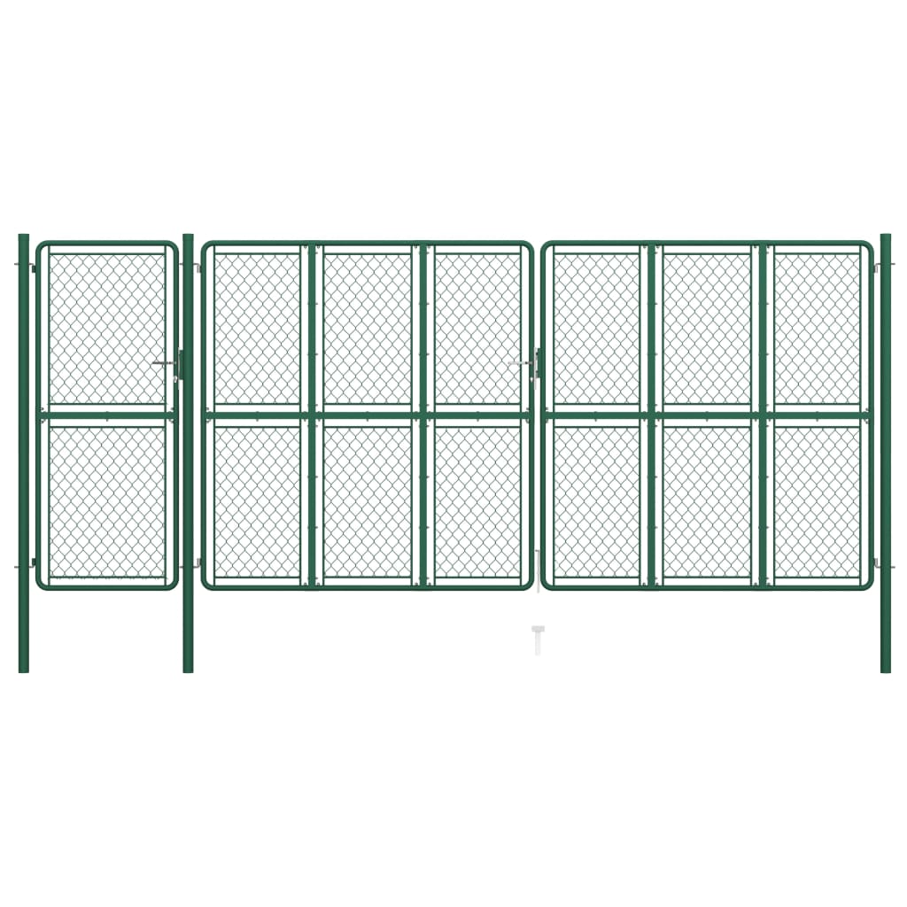 Poarta de gradina vidaXL, Otel, 175 x 495 cm, Verde