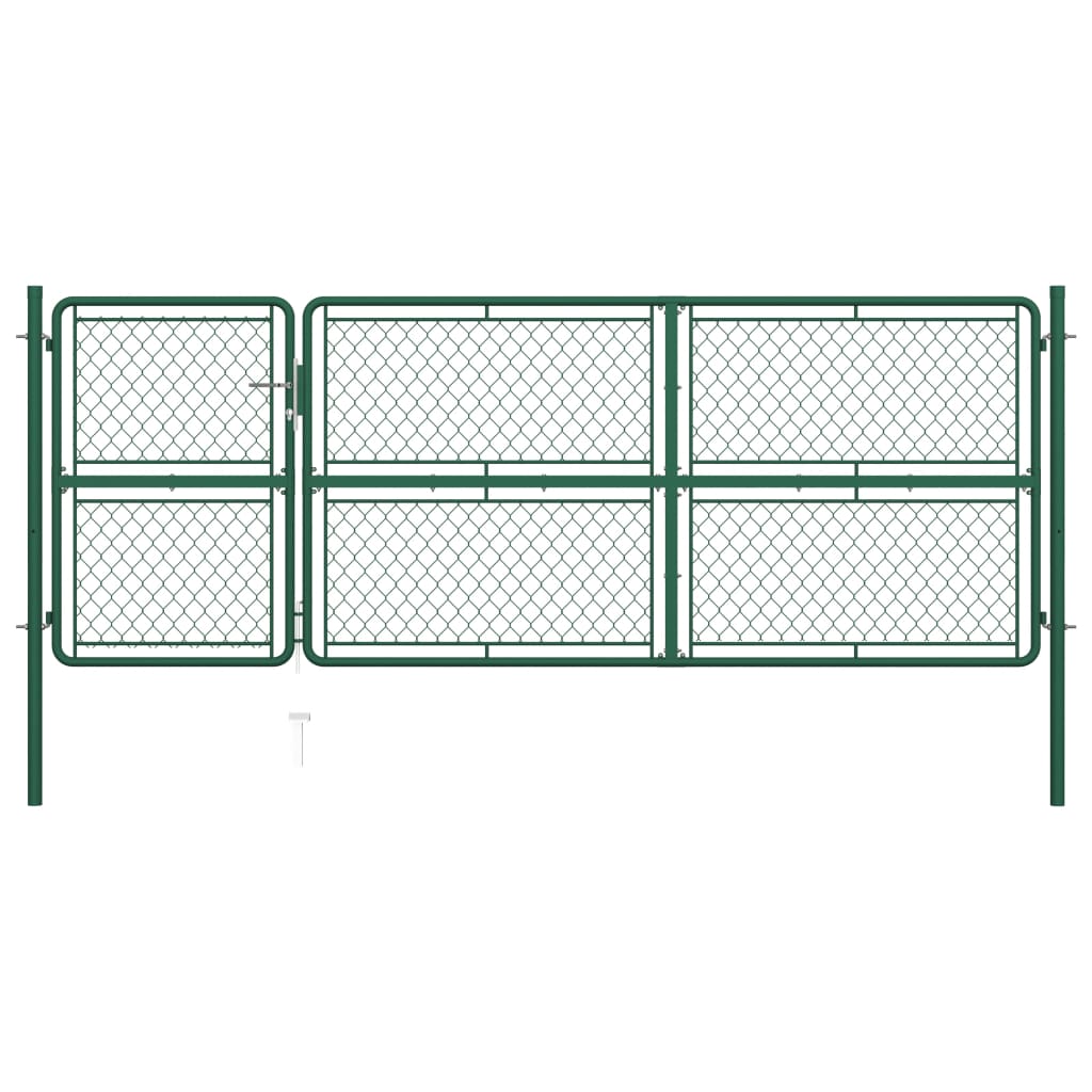 Poarta de gradina, verde, 125 x 350 cm, otel