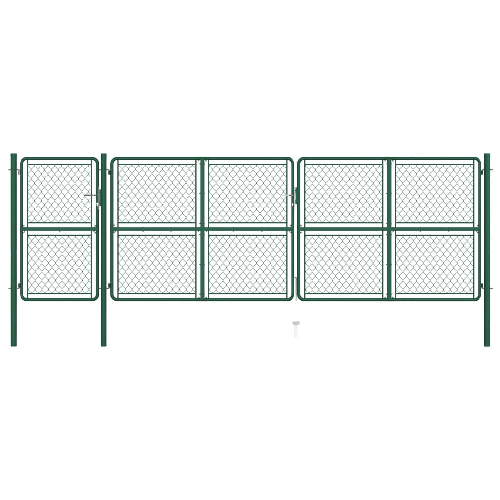 Poarta de gradina, verde, 150 x 495 cm, otel