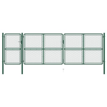 Poarta de gradina, verde, 150 x 495 cm, otel Poarta de gradina, verde, 150 x 495 cm, otel