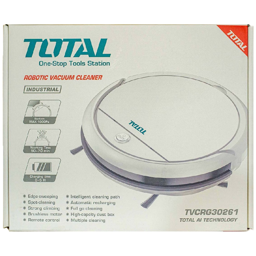 Aspirator robot, Total, Li-Ion, 2 Ah, 0.45 L, 3 functii, Alb