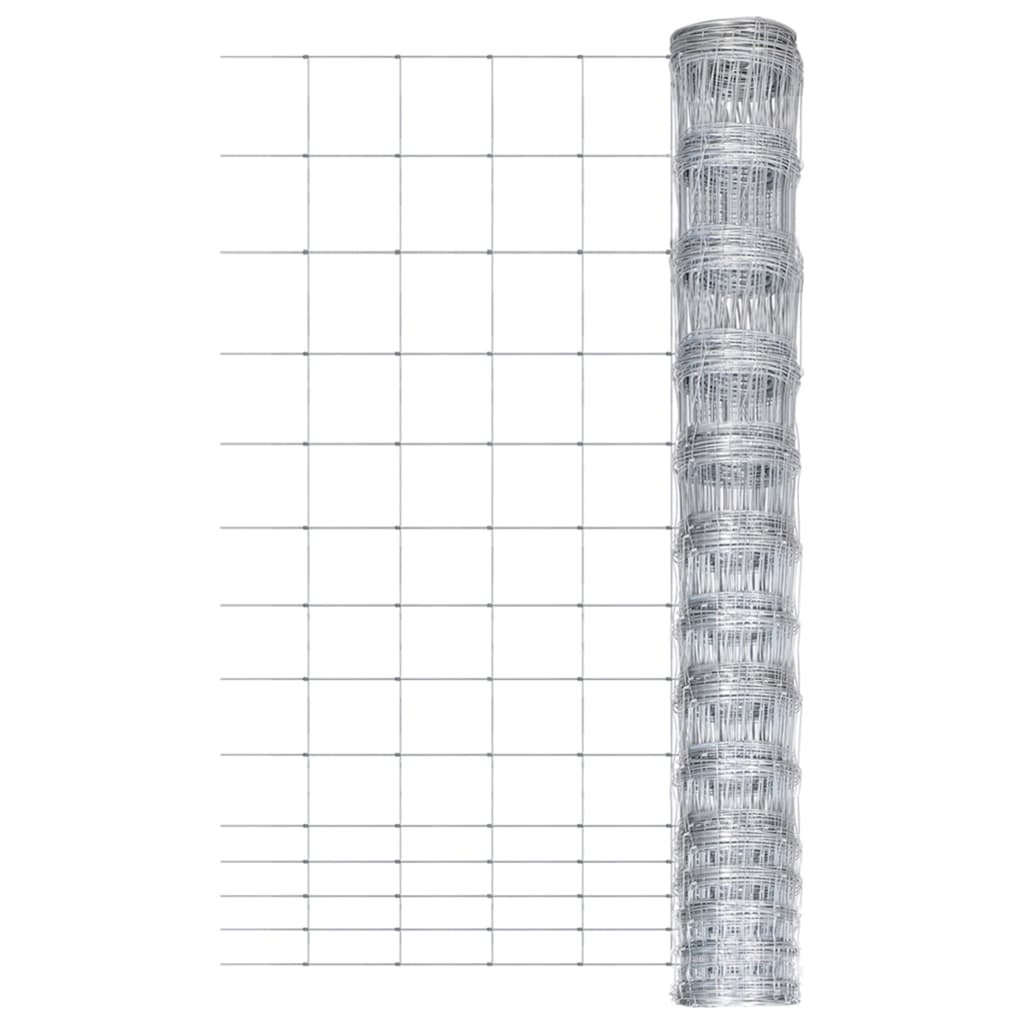 Rola de plasa gard de gradina vidaXL, Otel galvanizat, 50m, 150 cm, 14 fire, Argintiu