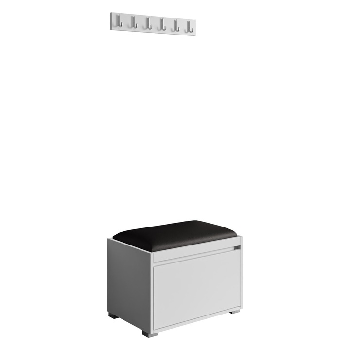 Mobilier pentru hol Konkor 60 + Panou tapitat pag 60x30, MIRJAN24, alb / negru
