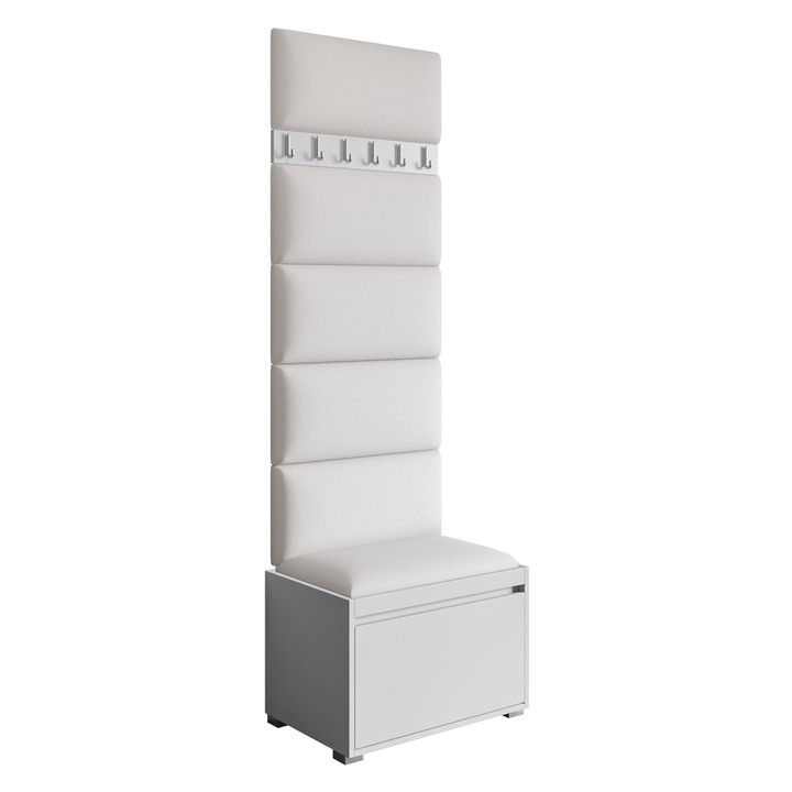 Mobilier pentru hol Konkor 60 + 6x Panou tapitat pag 60x30, MIRJAN24, alb / alb
