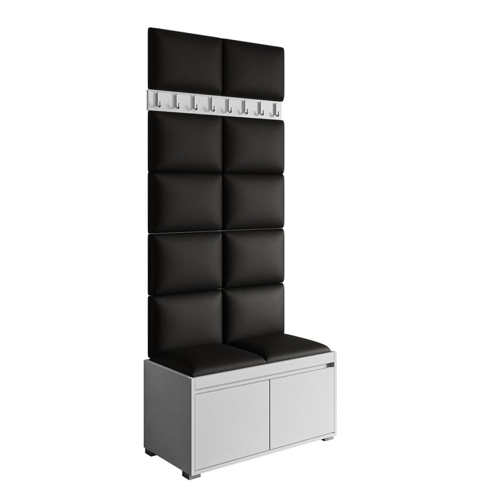 Mobilier pentru hol Konkor 80 + 12x Panou tapitat pag 40x30, MIRJAN24, alb / negru