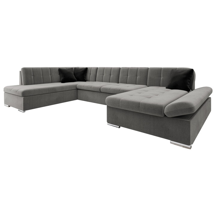 Coltar rabatabil Genero Sale Dreapta, MIRJAN 24, grafit / negru, 205x345x76 cm