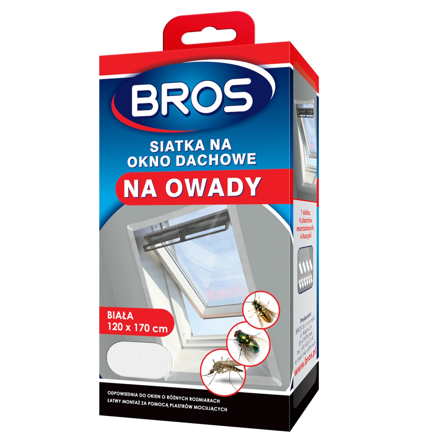 Plasa anti tantari pentru geam in acoperis Bros, 120 x 170 cm, alb