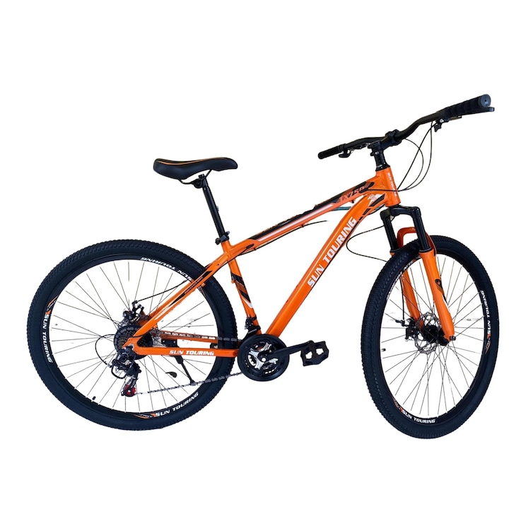Велосипед Go Kart 29" Sun, предни и задни спирачни дискове, двойни джанти, алуминиева рамка, крик, оранжев цвят