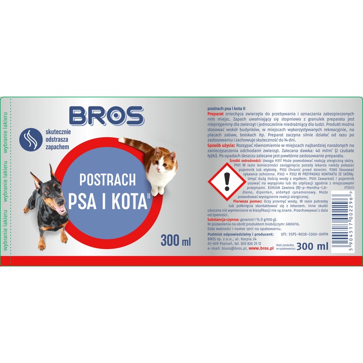 Solutie impotriva cainilor si pisicilor Bros, 300 ml