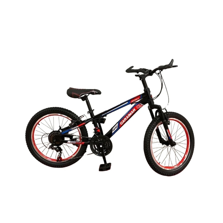 Картинг велосипед Caraiman 20 цола, 21 скорости, детски, черен с червен цвят