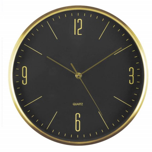 Ceas decorativ de perete, model Pufo Gold, 30 cm, auriu