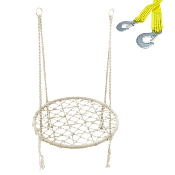 Leagan balansoar FUNFIT, tip cuib, pentru curte, gradina sau terasa, capacitate 150kg, 80cm, bej, cu franghie de suspendare, lungime 3m, carlige prindere metal Leagan balansoar FUNFIT, tip cuib, pentru curte, gradina sau terasa, capacitate 150kg, 80cm, bej, cu franghie de suspendare, lungime 3m, carlige prindere metal