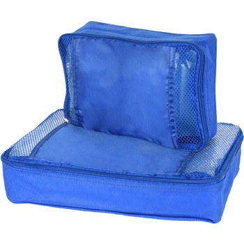 Set 2 huse organizare bagaje, Quasar & Co., organizator genti de voiaj, 2 x sac respirabil cu fermoar, 36 x 25 x 6 cm, 26 x 18 x 6 cm, textil, albastru Set 2 huse organizare bagaje, Quasar & Co., organizator genti de voiaj, 2 x sac respirabil cu fermoar, 36 x 25 x 6 cm, 26 x 18 x 6 cm, textil, albastru