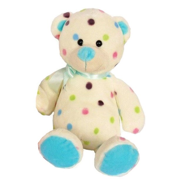 Jucarie plus, ursulet cu buline colorate, 28 cm