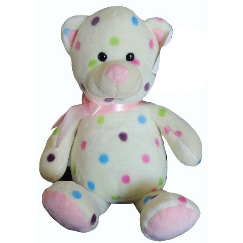 Jucarie plus, ursulet crem cu buline colorate, 28 cm