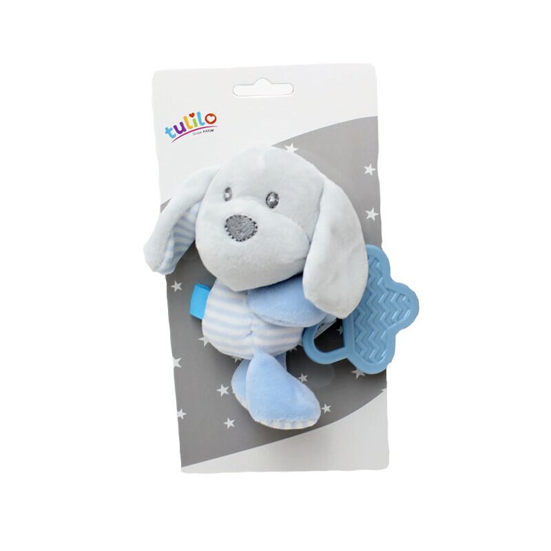 Jucarie de plus, catelus, albastru cu dungi, 16 cm