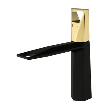 Baterie lavoar, alama sanitara, finisaj satinat, negru cu auriu, 10107H/G Baterie lavoar, alama sanitara, finisaj satinat, negru cu auriu, 10107H/G