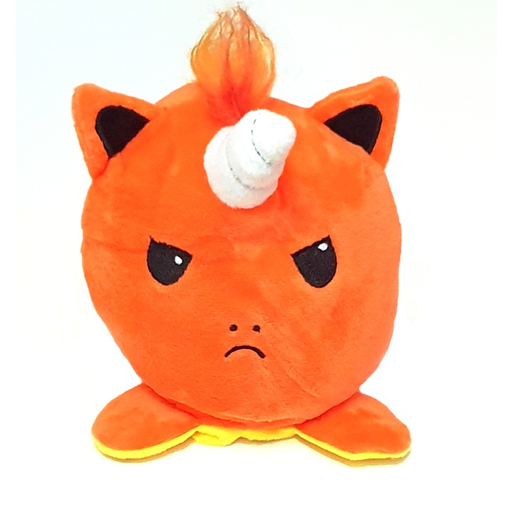 Unicorn reversibil de plus, 15 cm, galben - portocaliu